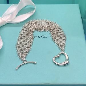 Tiffany & Co Silver Peretti Open Heart Mesh Toggle Bracelet